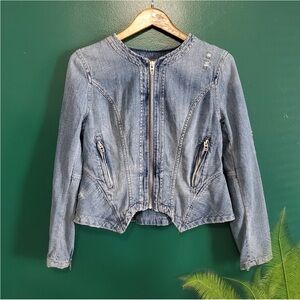 Blank NYC Moto Denim Zip Up Jacket Medium